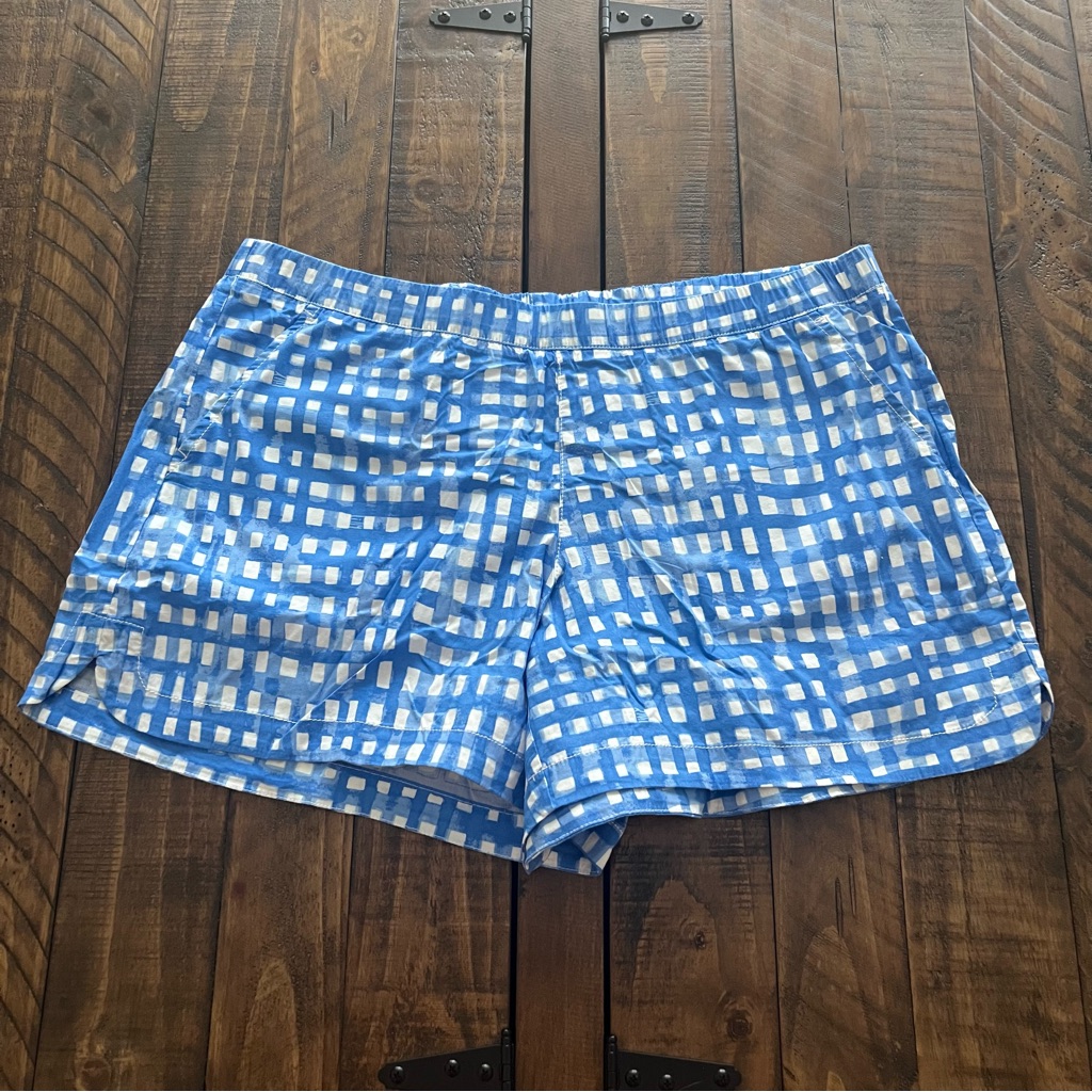 Lilly Pulitzer Feelin Beachy Ocean View Shorts Gingham Print Blue White Check